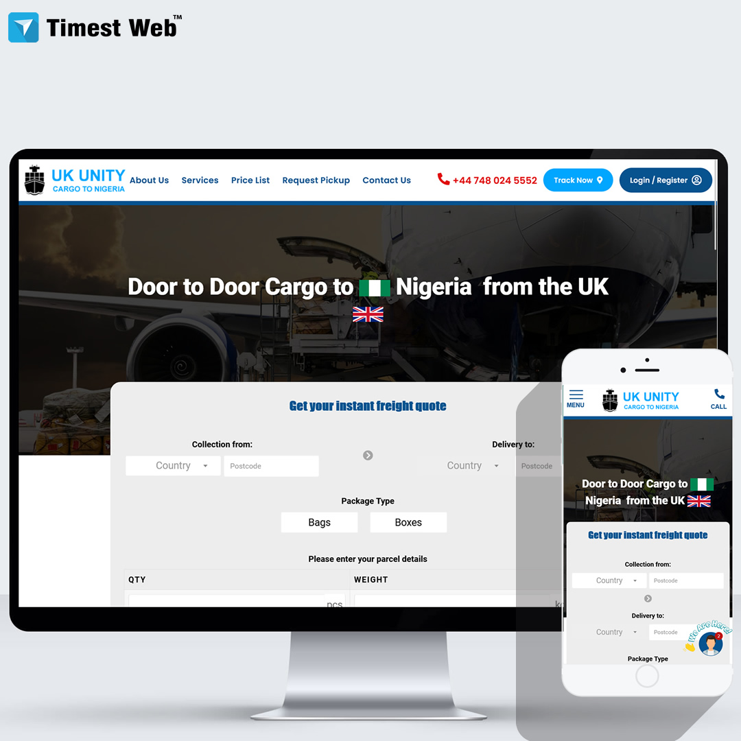 Cargo website development in UK | Timest Web | Door to Door Cargo Nigeria | Timest Web