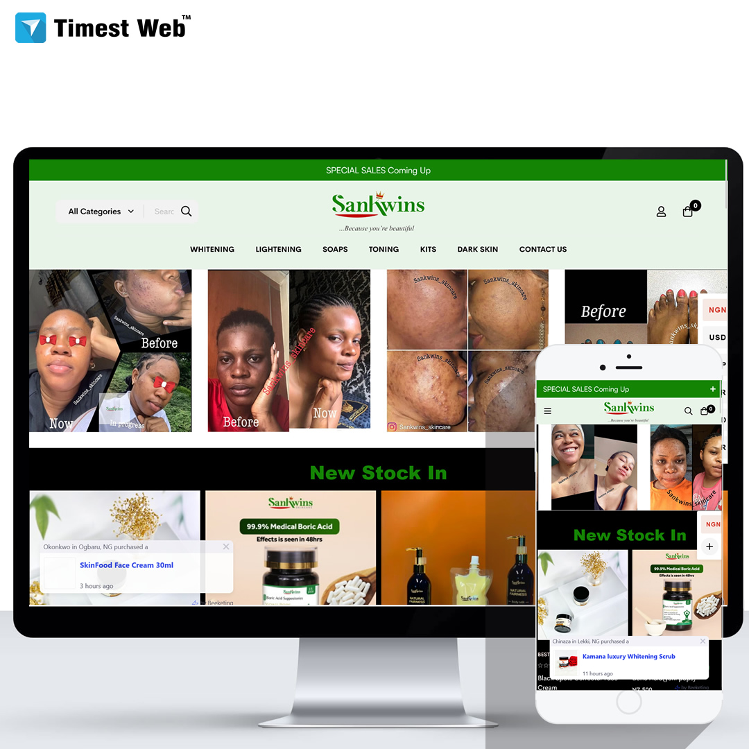 Sankwins | eCommerce Designer in Lagos Nigeria | Timest Web | Best Website Designer in Nigeria